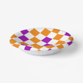 Orange Weiße Lila Karomuster Design  Pappteller (Gewinkelt)