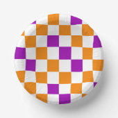 Orange Weiße Lila Karomuster Design  Pappteller (Vorderseite)