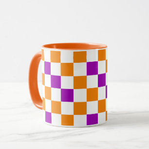 Orange Weiße Lila Karomuster Design Tasse