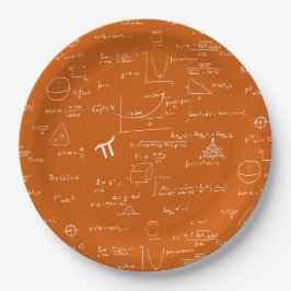 Orange Weiße Mathe-Gleichungen Grafik Abschluss Pappteller