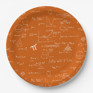 Orange Weiße Mathe-Gleichungen Grafik Abschluss Pappteller