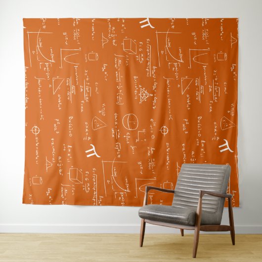Orange Weiße Mathematische Formeln Gleichungen Wandteppich (Beispiel (Horizontal))