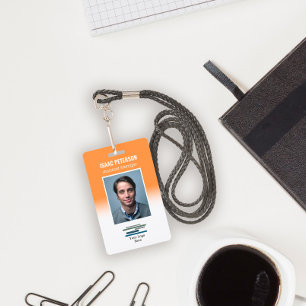Orange Weiße Mitarbeiter-Foto Firmenlogo Ausweis