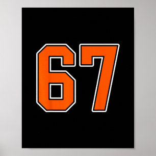 Orange Weiße Nummer 67 Jersey Spieler Uniform #67  Poster