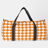 Orange Weiße Schachbrett Diamant Muster Groß Duffle Bag (Vorderseite)