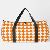 Orange Weiße Schachbrett Diamant Muster Groß Duffle Bag (Rückseite)