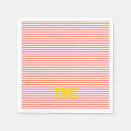 orange weiße Streifen-Monogramm-Initialen preppy Serviette