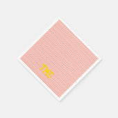orange weiße Streifen-Monogramm-Initialen preppy Serviette (Ecke)
