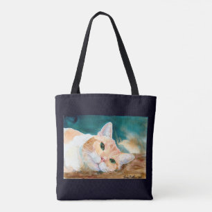 Orange weiße Tabby-Katze kann wir spielen jetzt, Tasche