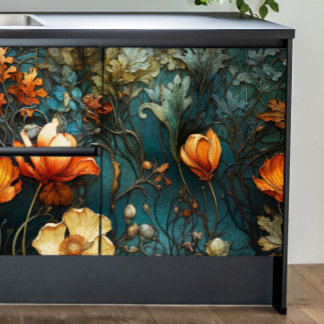 Orange-weiße texturierte Blumendekupage Seidenpapier