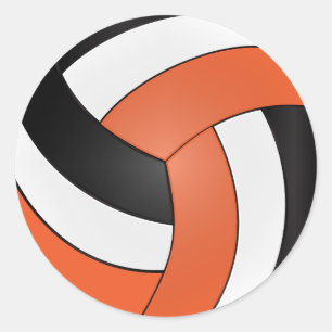 Orange, Weiße und schwarze Volleyball Runder Aufkleber