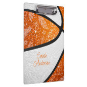 orange-weißer Boho-Doodle-Muster-Basketball Klemmbrett (Rechts)