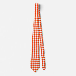 Orange-weißer Houndstooth-Karo Krawatte