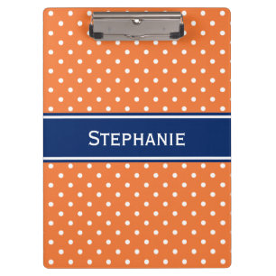 Orange, weißer Polka Dot mit Royal Blue Klemmbrett