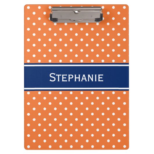 Orange, weißer Polka Dot mit Royal Blue Klemmbrett (Vorderseite)