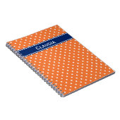 Orange, weißer Polka Dot mit Royal Blue Notizblock (Rechte Seite)