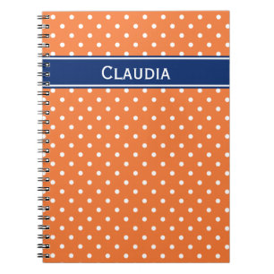 Orange, weißer Polka Dot mit Royal Blue Notizblock
