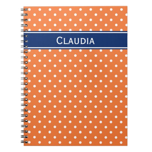 Orange, weißer Polka Dot mit Royal Blue Notizblock (Vorderseite)
