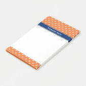 Orange, weißer Polka Dot mit Royal Blue Post-it Klebezettel (angewinkelt)