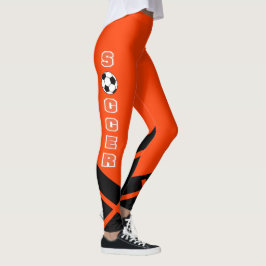 Orange, weißer und schwarzer Fußball-Spieler Leggings