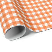Orange| Weißes Gingham Wrapping Paper Geschenkpapier (Rolleneckpunkt)