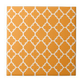 Orange weißes Quatrefoil Marokkaner-Muster Fliese (Vorderseite)