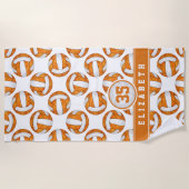 Orange, weißes Volleyball Club - Mädchen Strandtuch (Vorderseite)