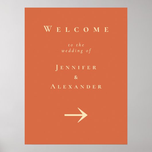 Orange Welcome to Wedding Sign Poster (Vorne)
