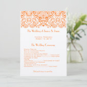 Orange Whimical Love Birds Wedding Program Programm (Stehend Vorderseite)