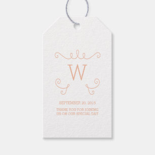 Orange Whimsical Blühe Monogram Gift Tags Geschenkanhänger