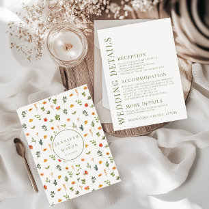 Orange Whimsical Blume Wedding Details Cards Begleitkarte