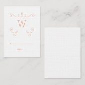 Orange Whimsical Geblüht Monogramm-Platzkarte Platzkarte (Vorne/Hinten)