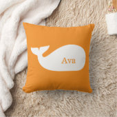Orange Whimsical Whale Personalisiert Children's Kissen (Decke)