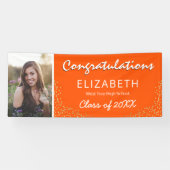 Orange White 2025 Foto Graduation Party Banner (Horizontal)