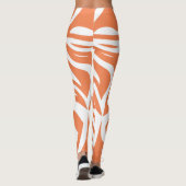 Orange White Abstrakt Zebra Print Womens Leggings (Rückseite)