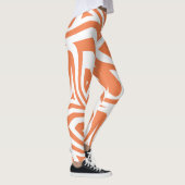 Orange White Abstrakt Zebra Print Womens Leggings (Rechts)
