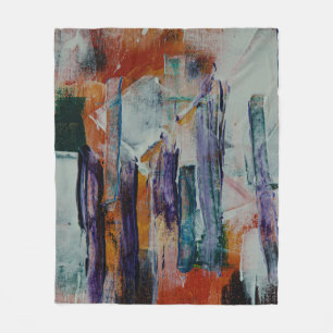 Orange white and black abstract painting fleecedecke
