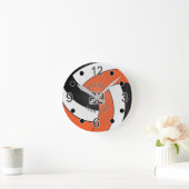 Orange, White & Black Volleyball Style - DIREKT Te Runde Wanduhr (Zuhause)