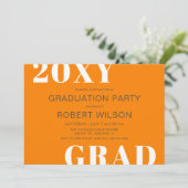 Orange White Bold Typografy Graduation Party Einladung (Stehend Vorderseite)