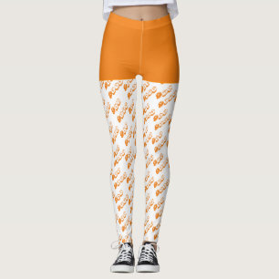 Orange White Boo Typografy Pattern Halloween Leggings