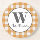 Orange White Buffalo Kariert Monogram Getränkeuntersetzer (Vorne)