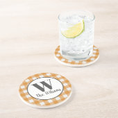 Orange White Buffalo Kariert Monogram Getränkeuntersetzer (Seite)