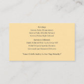 Orange White Bus Fahrer Gelber Schulbus Visitenkarte (Rückseite)