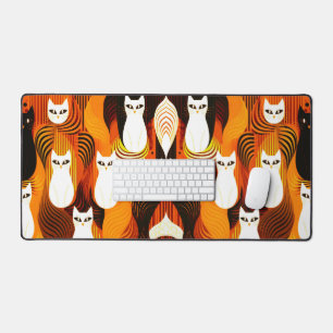 Orange White Cat halloween Schreibtischunterlage