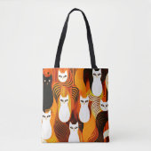 Orange White Cat halloween Tasche (Vorderseite)