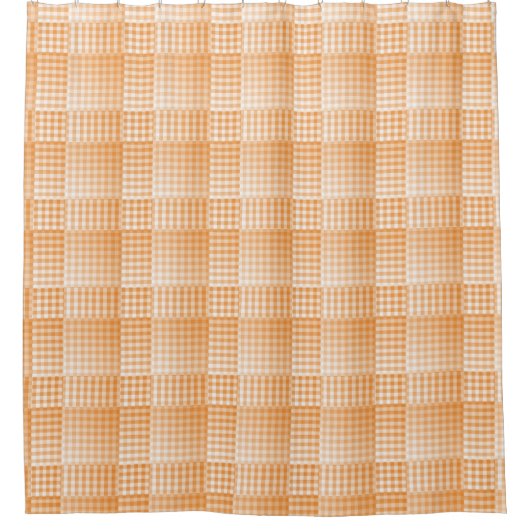 Orange White Checker Abstract Pattern Duschvorhang (Vorderseite)