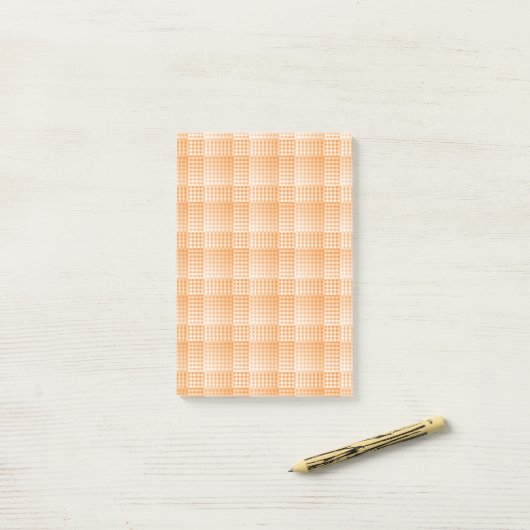 Orange White Checker Abstract Pattern Post-it Klebezettel (Auf Schreibtisch)