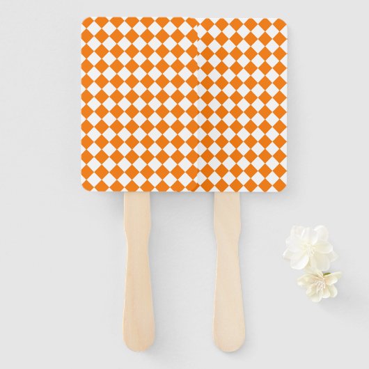 Orange White Checker Diamond Pattern Fächer (Vorne und Hinten)