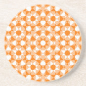 Orange White Checker Diamond Plaid Pattern Getränkeuntersetzer (Vorne)