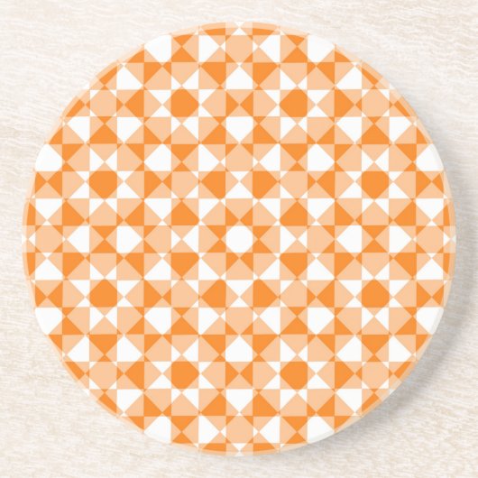 Orange White Checker Diamond Plaid Pattern Getränkeuntersetzer (Vorne)